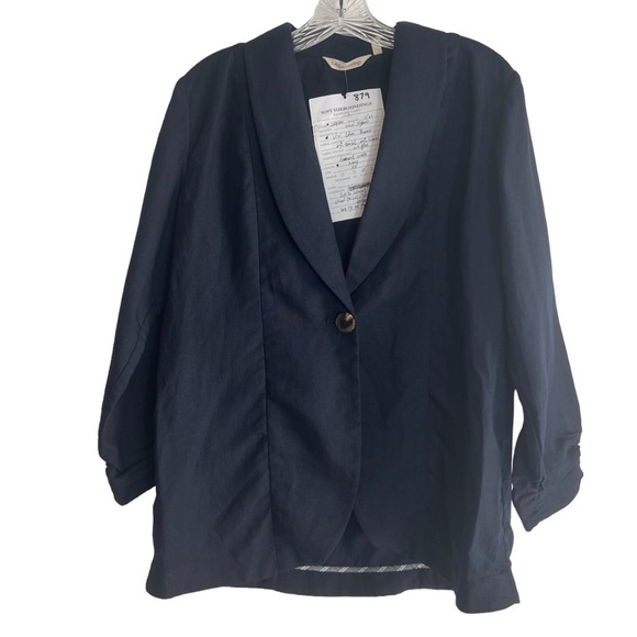 SOFT SURROUNDINGS Vici Linen Blend Blazer in Navy Blue Size XS — NWT - Picture 4 of 9